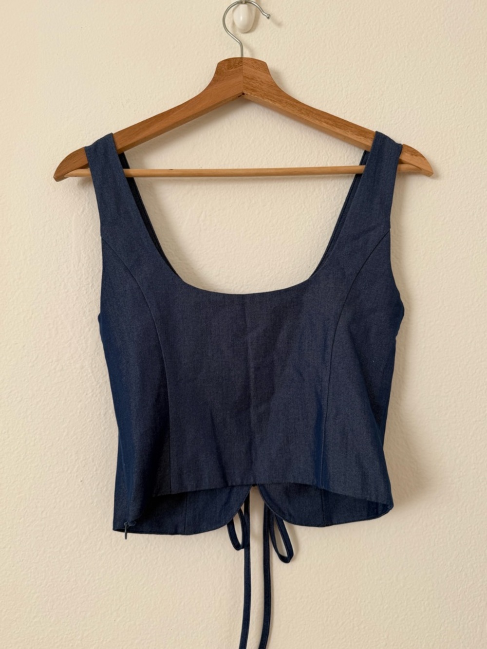 NIA Sicily Corset Lace Front Cropped Top Size Small S Chambray Denim Blue Rodeo - Picture 5 of 10